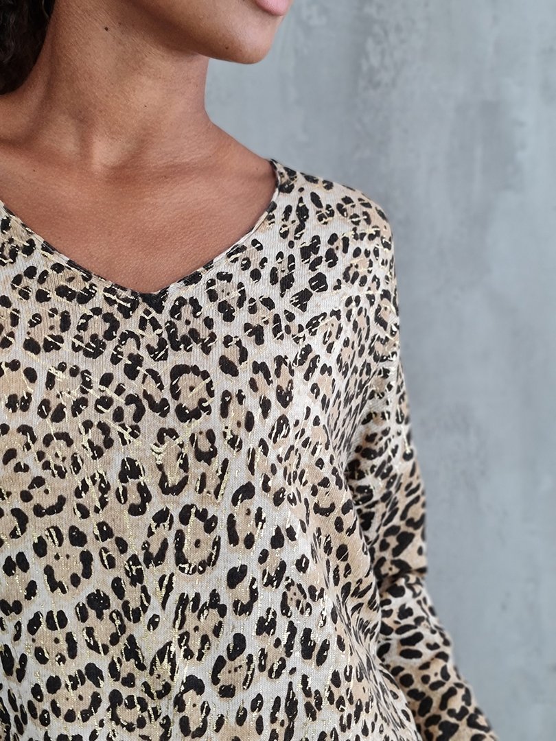 Джемпер Lara с леопардовым принтом бежевый, фотография №5