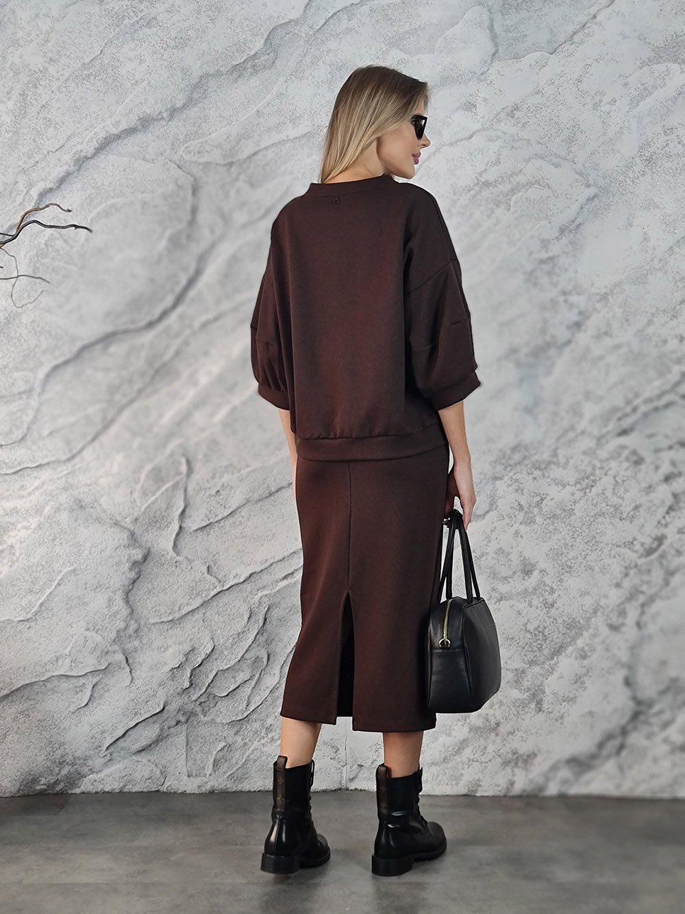 Костюм Dixie кофта юбка на завязке с нашивкой шоколад, фотография №5