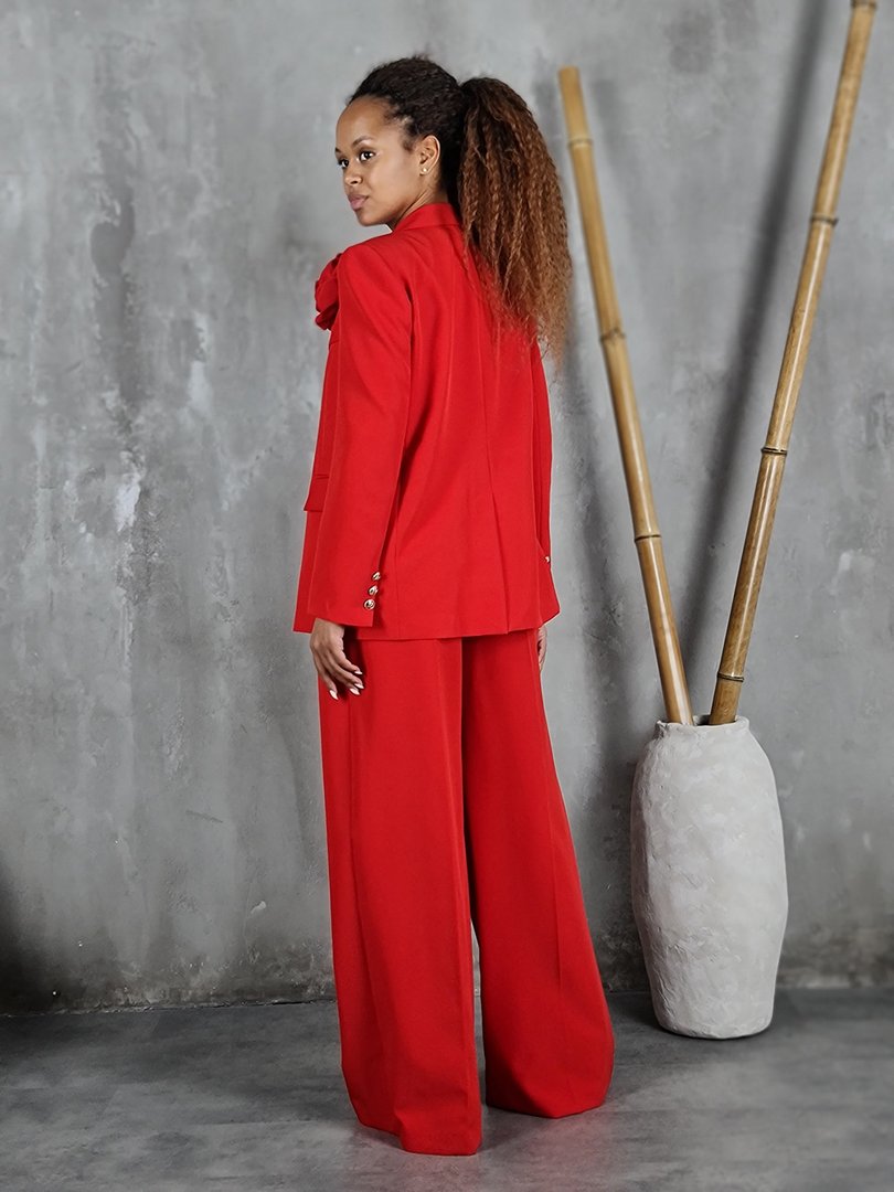 Пиджак Maryley с брошью цветком красный, фотография №4