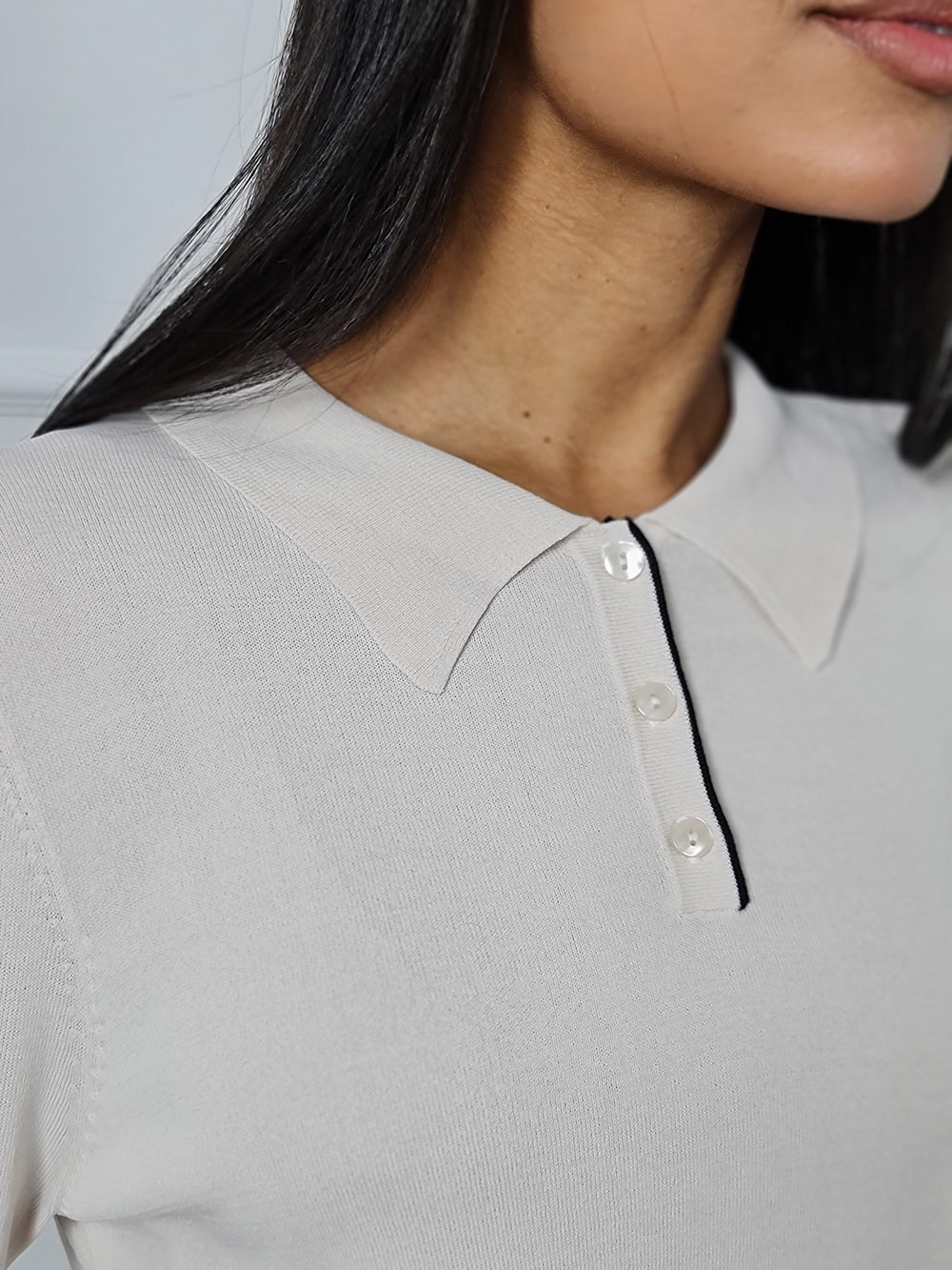 Поло Imperial с черной окантовкой бежевое, фотография №3