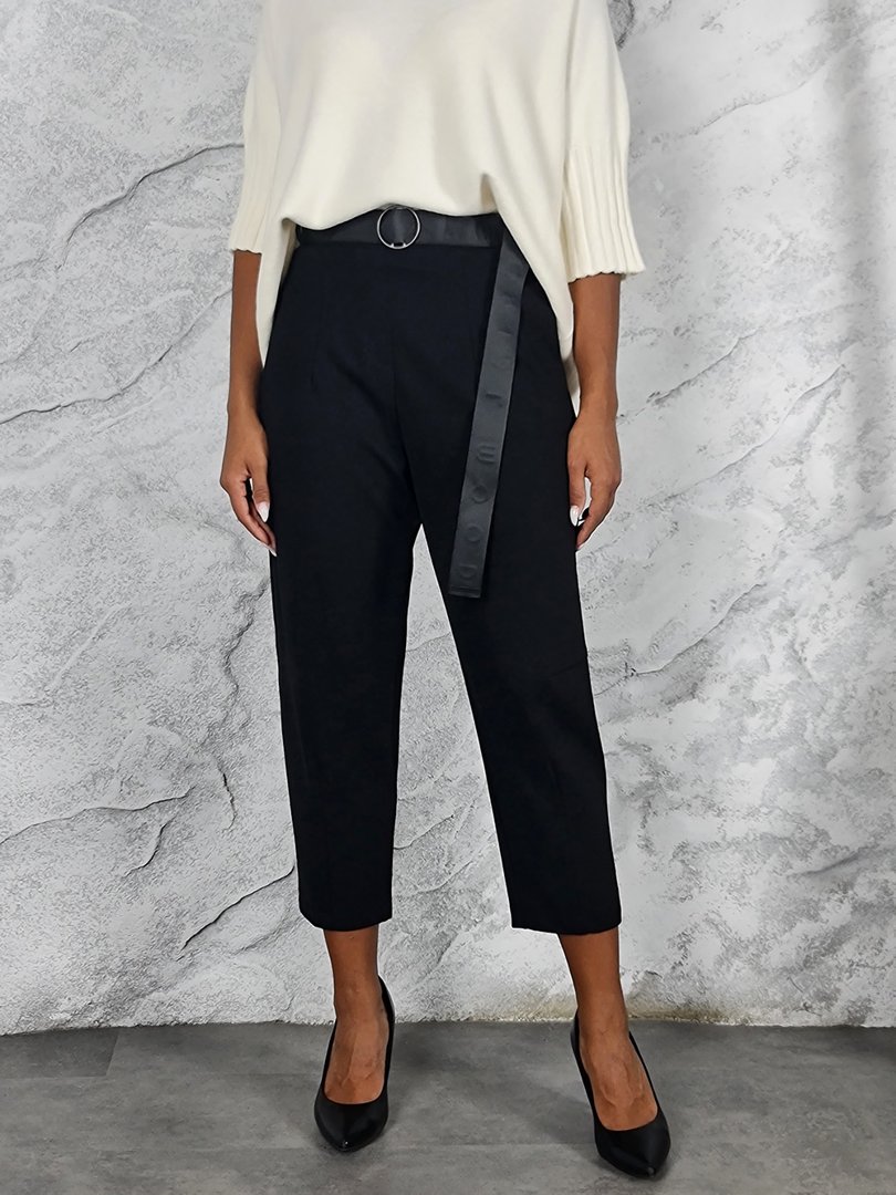 Брюки Imperial с чёрным поясом и карманами чёрные  , фотография №1