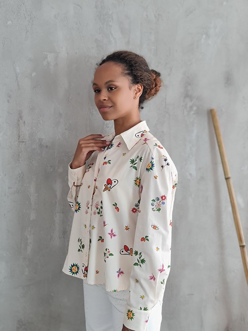 Рубашка Please с принтом молочная, фотография №3