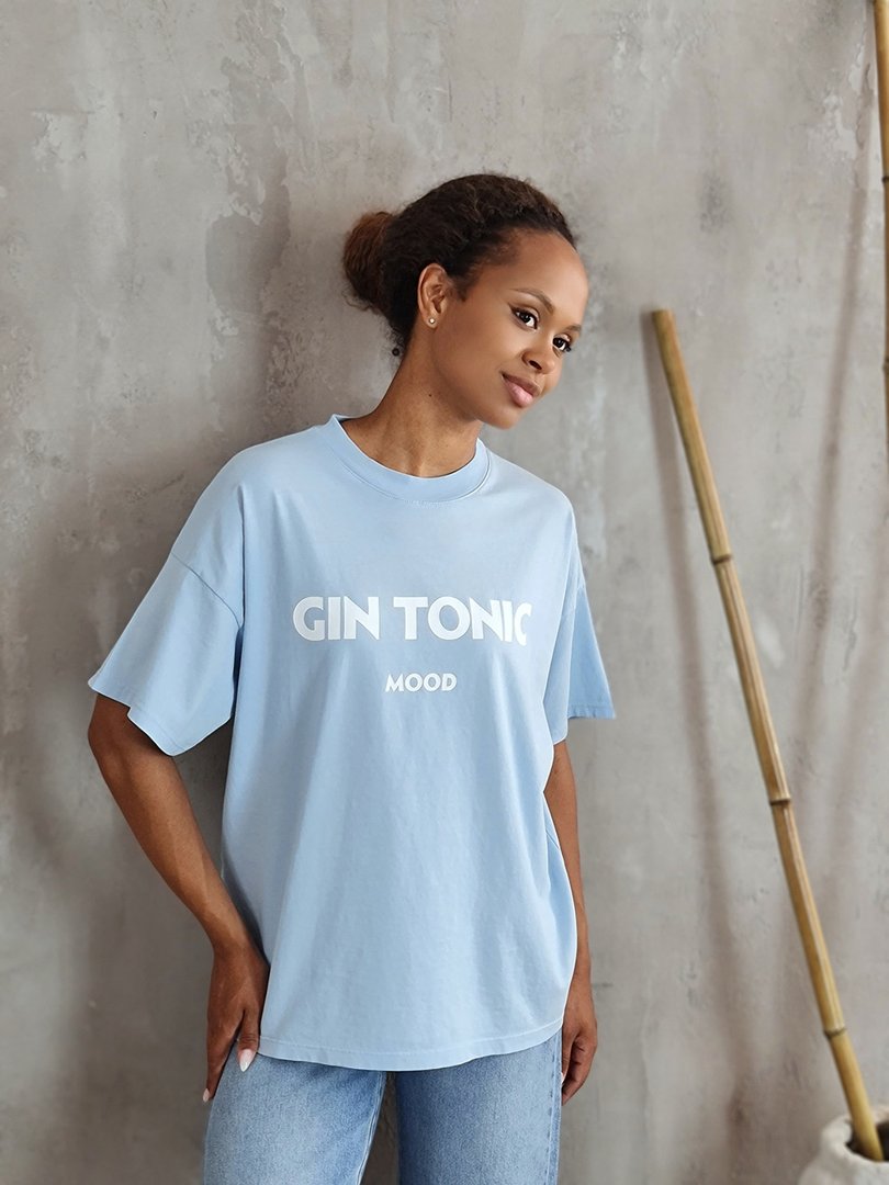 Футболка Vicolo с надписью GINTONIC голубая , фотография №1