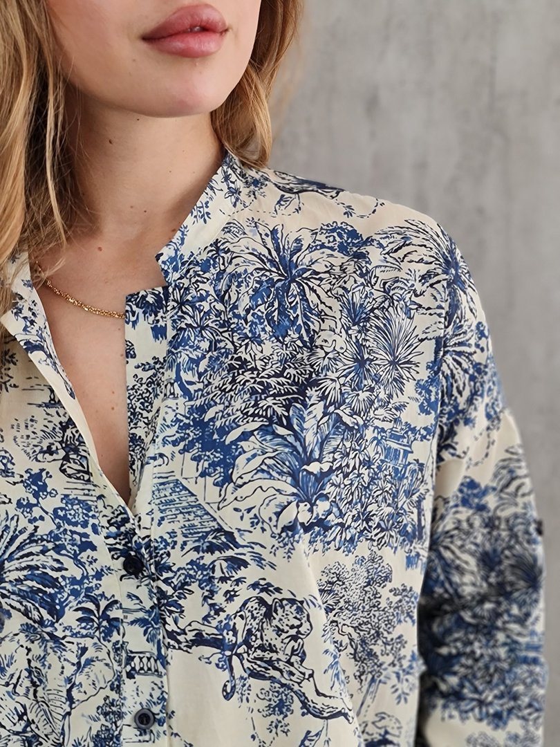 Рубашка Royal Belle с принтом растений и животных кремовая, фотография №4