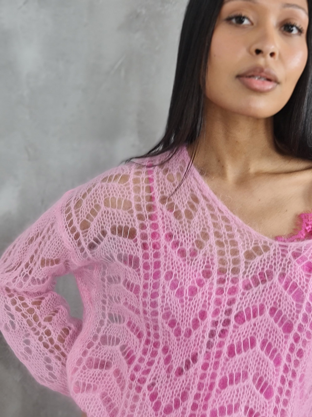 Джемпер Silk new v вырез мохер пудра, фотография №2