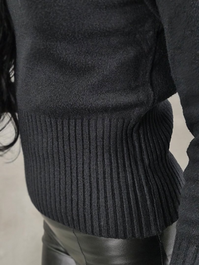 Водолазка Manosque с деталями в рубчик черная, фотография №2