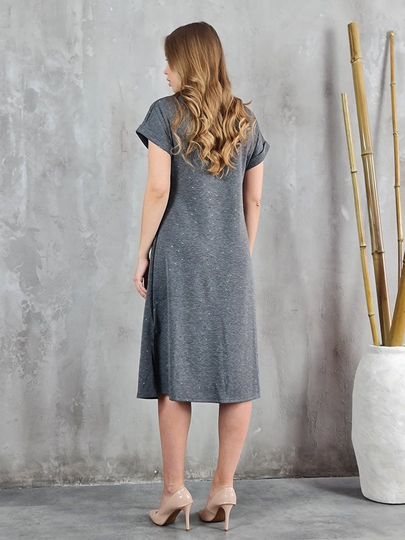 Платье ELSA.M со стразами серое, фотография №2