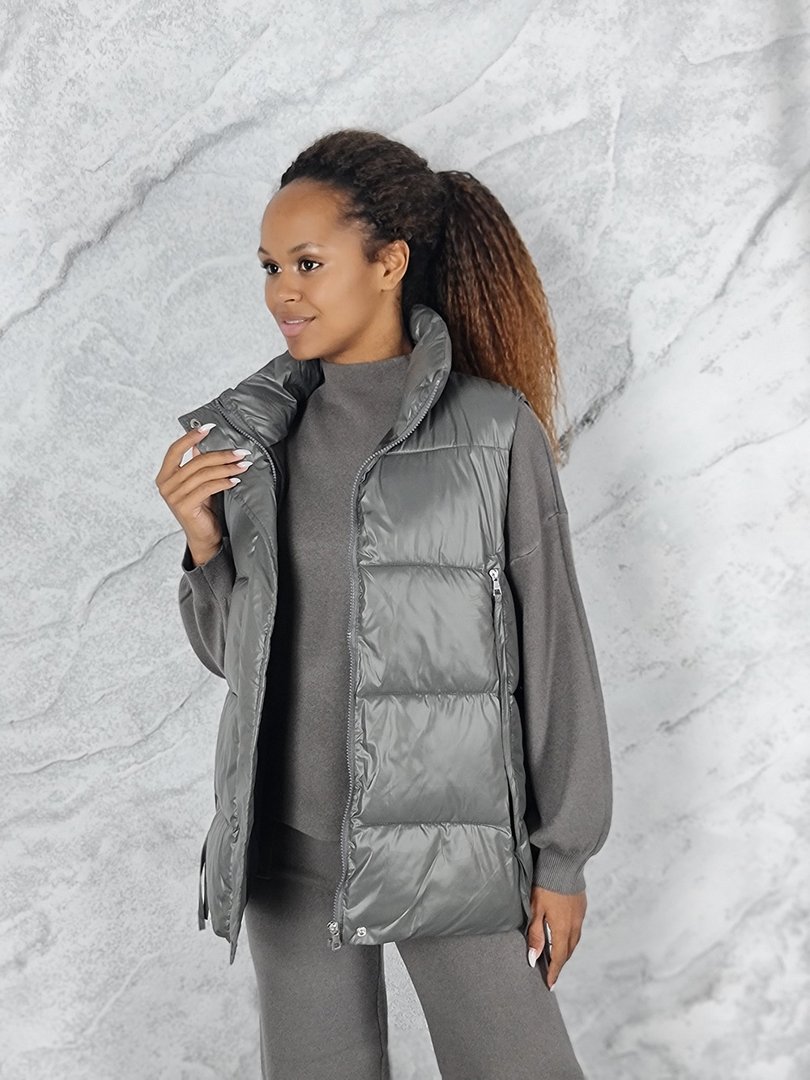 Костюм Lara тройка жилет джемпер брюки серый, фотография №2