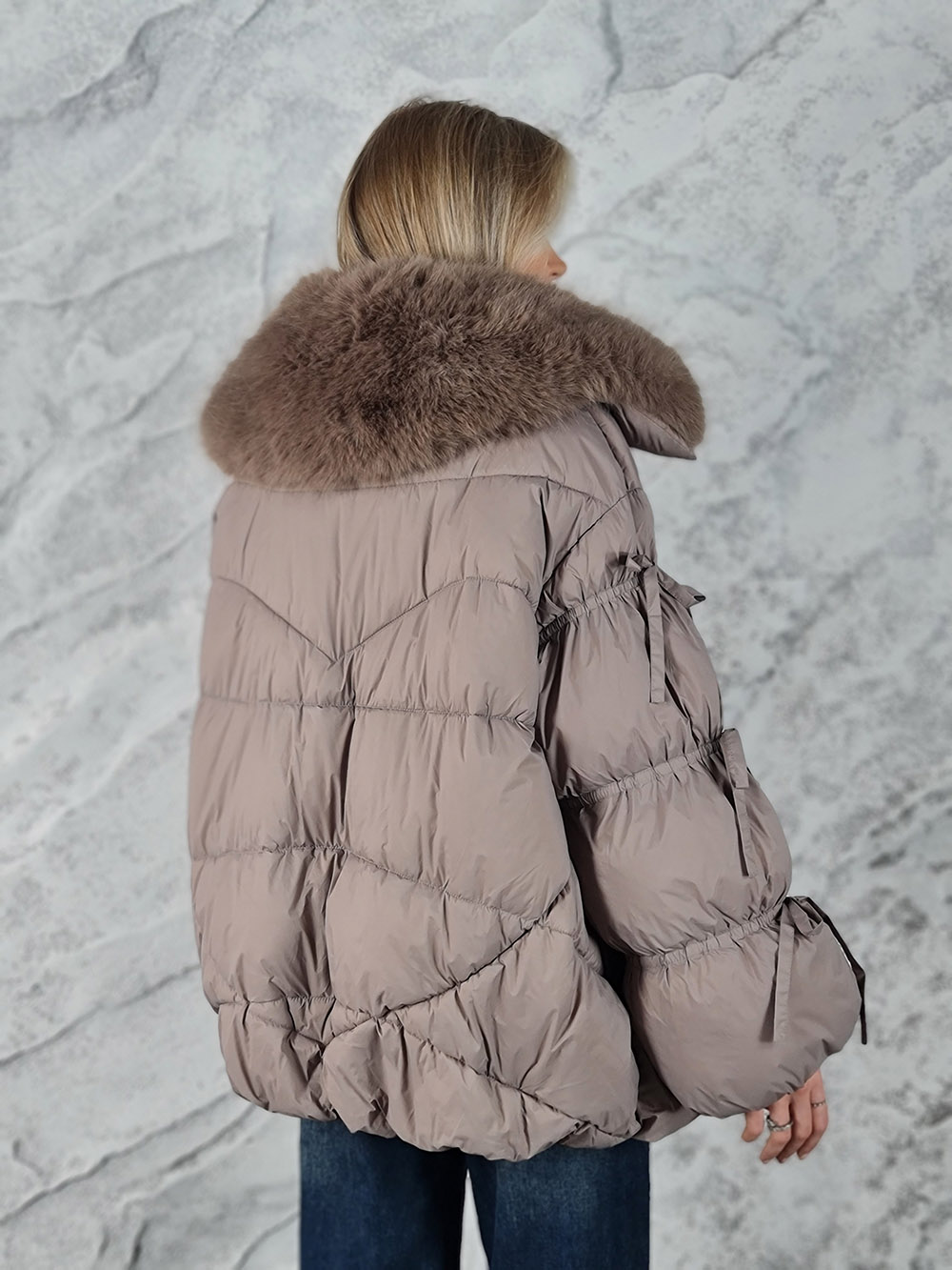 Куртка FL.MODE куртка короткая меховой капюшон тауп, фотография №3