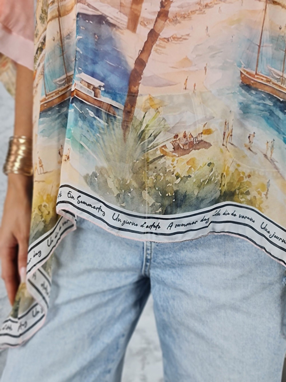 Туника принт Пейзаж летний розовая, фотография №4