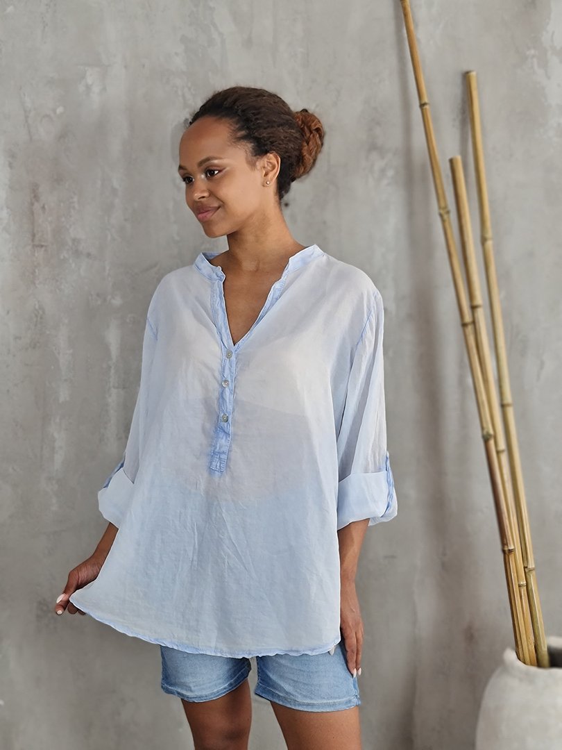 Рубашка STAR с кружевом на спине голубая, фотография №2