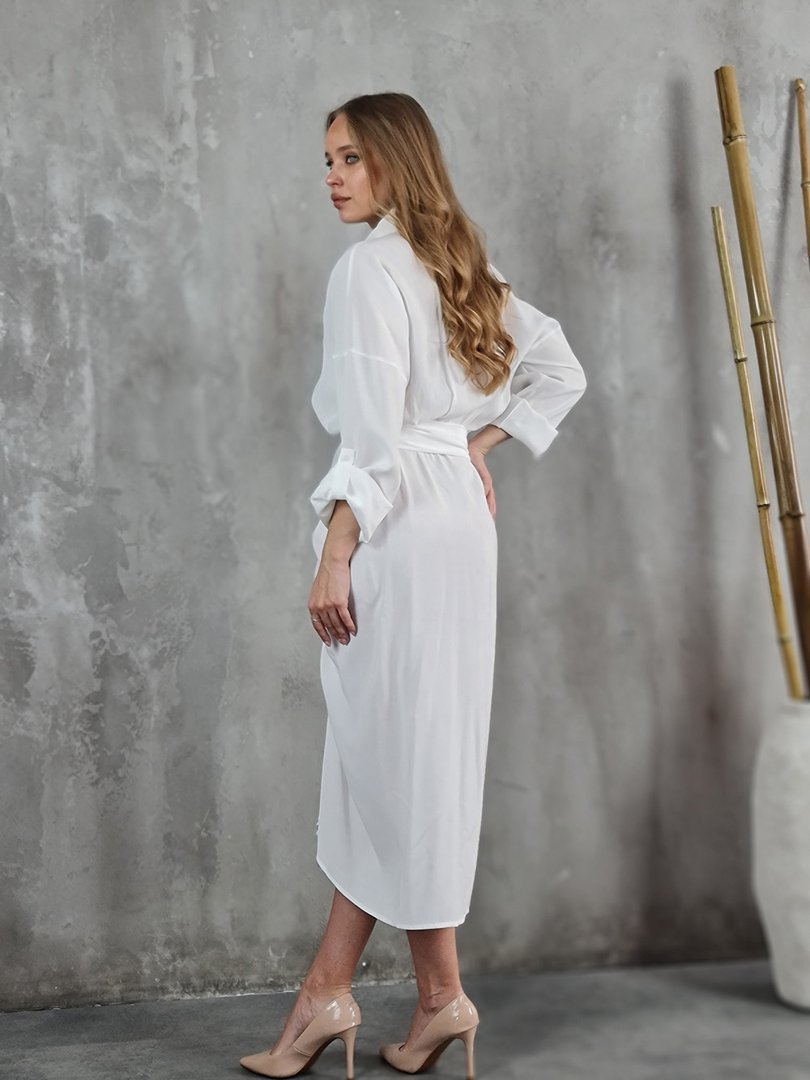 Платье CLOTHÉ с поясом белое, фотография №3