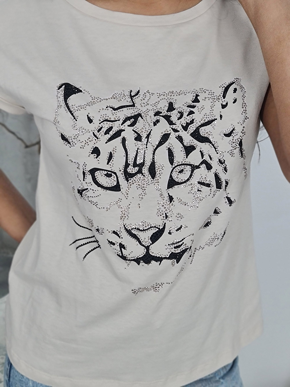 Футболка PAQUITO с принтом тигра кремовая, фотография №2