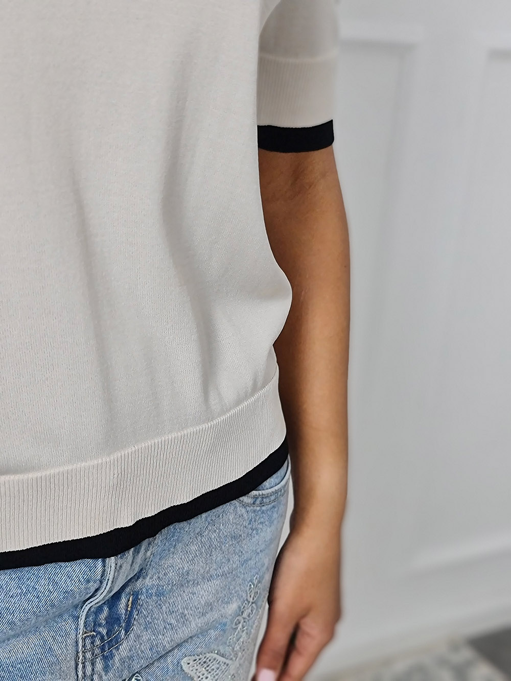 Поло Imperial с черной окантовкой бежевое, фотография №4