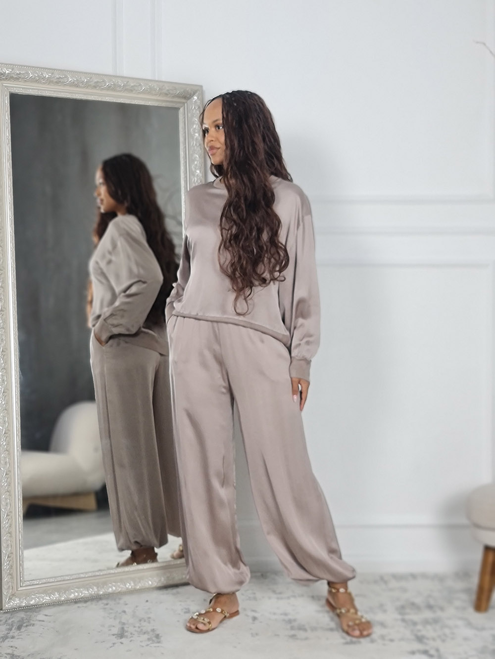 Костюм JNJ counture джемпер + брюки тауп, фотография №2