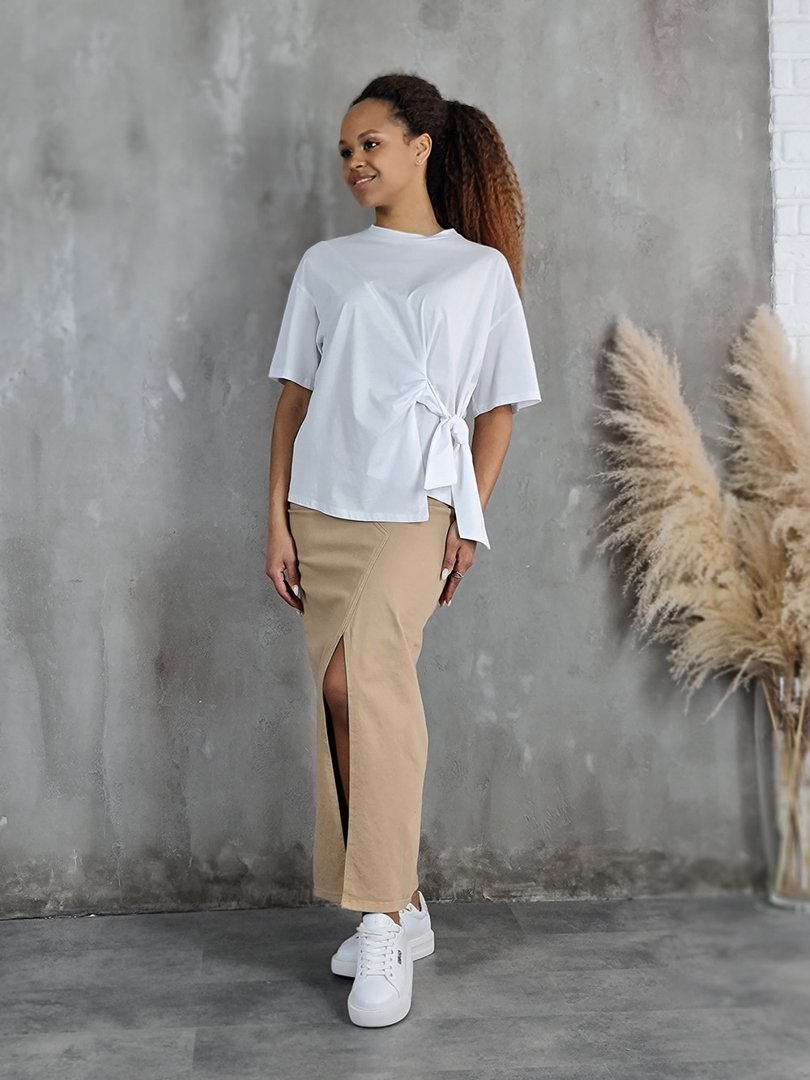 Футболка Imperial с узлом на боку внизу белая, фотография №2