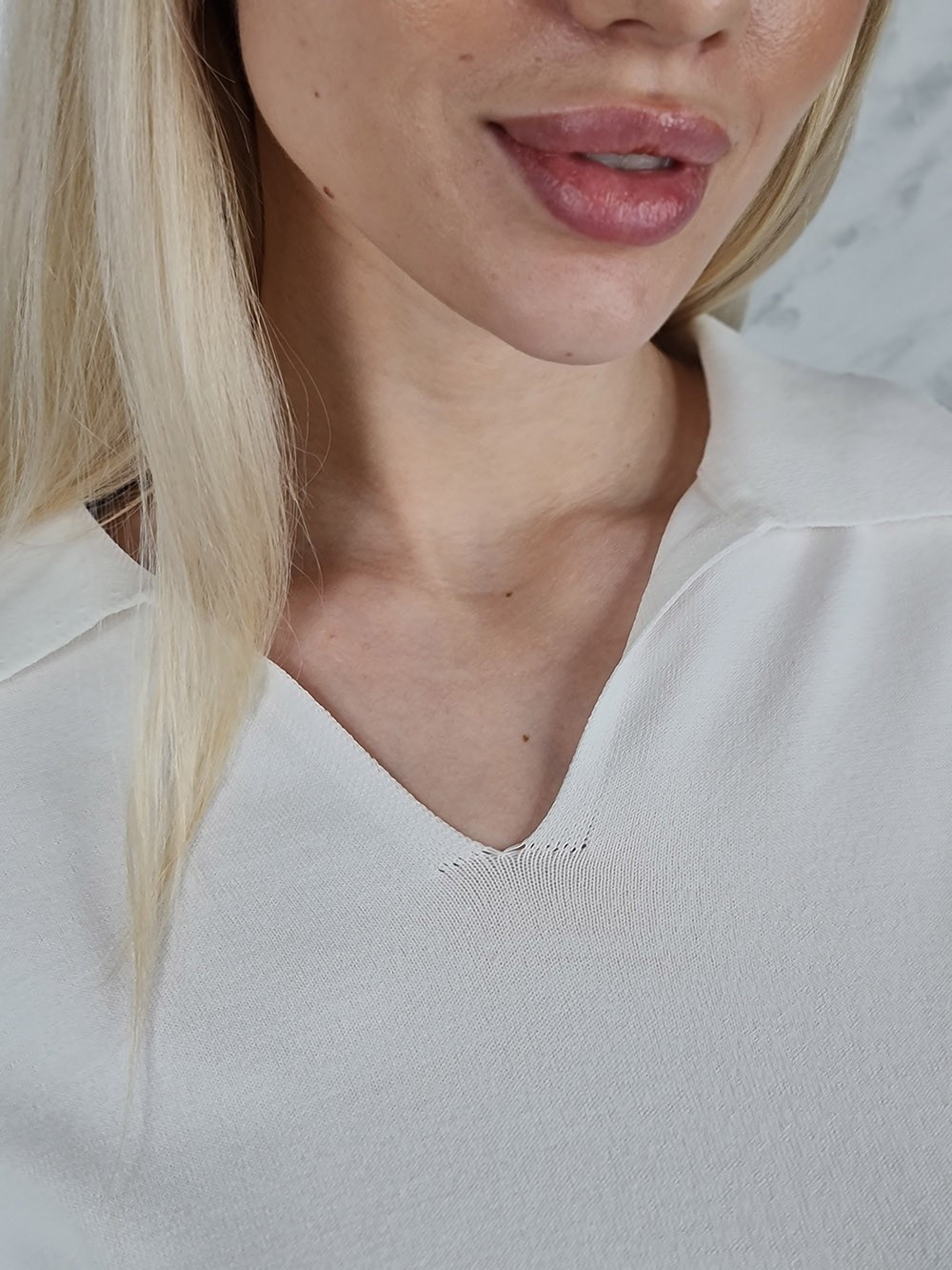 Поло Lara с вышивкой короткий рукав белое, фотография №4