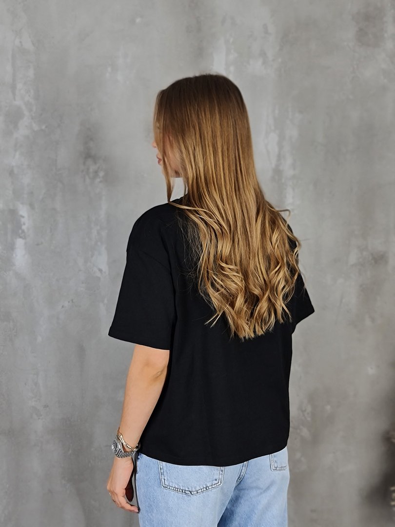 Футболка li.fe style с жемчужинками черная, фотография №3