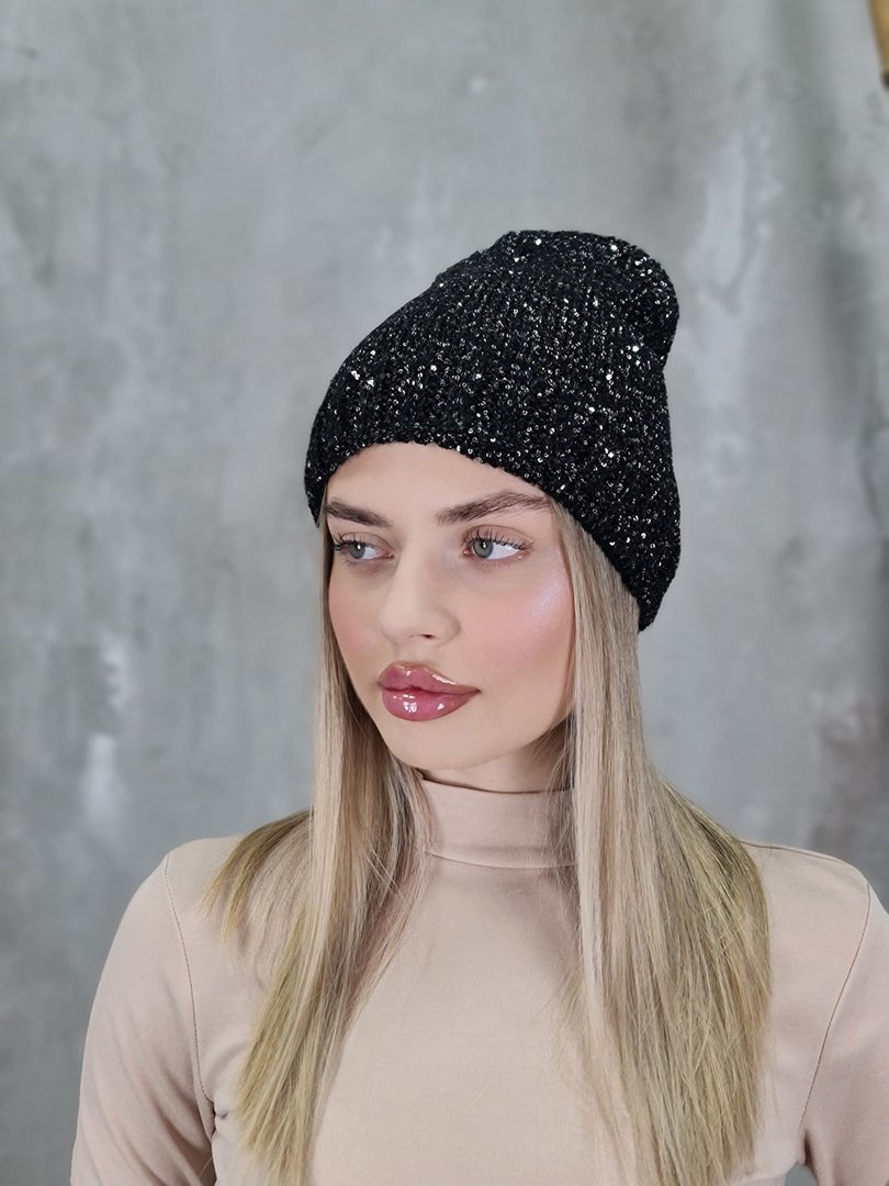 Шапка My Little Italy с пайетками черная, фотография №2