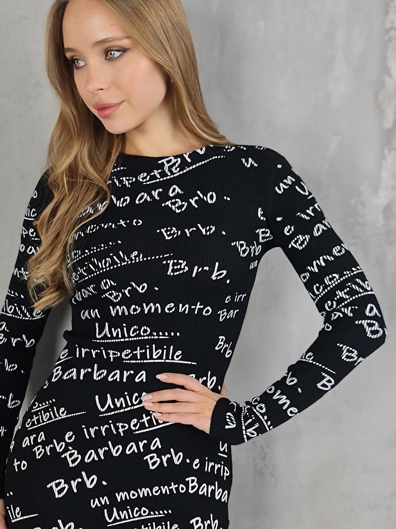 Платье Barbara Alvisi облегающее с надписями чёрное , фотография №3
