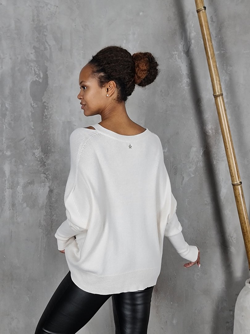 Джемпер Souvenir с вырезами на груди молочный, фотография №3