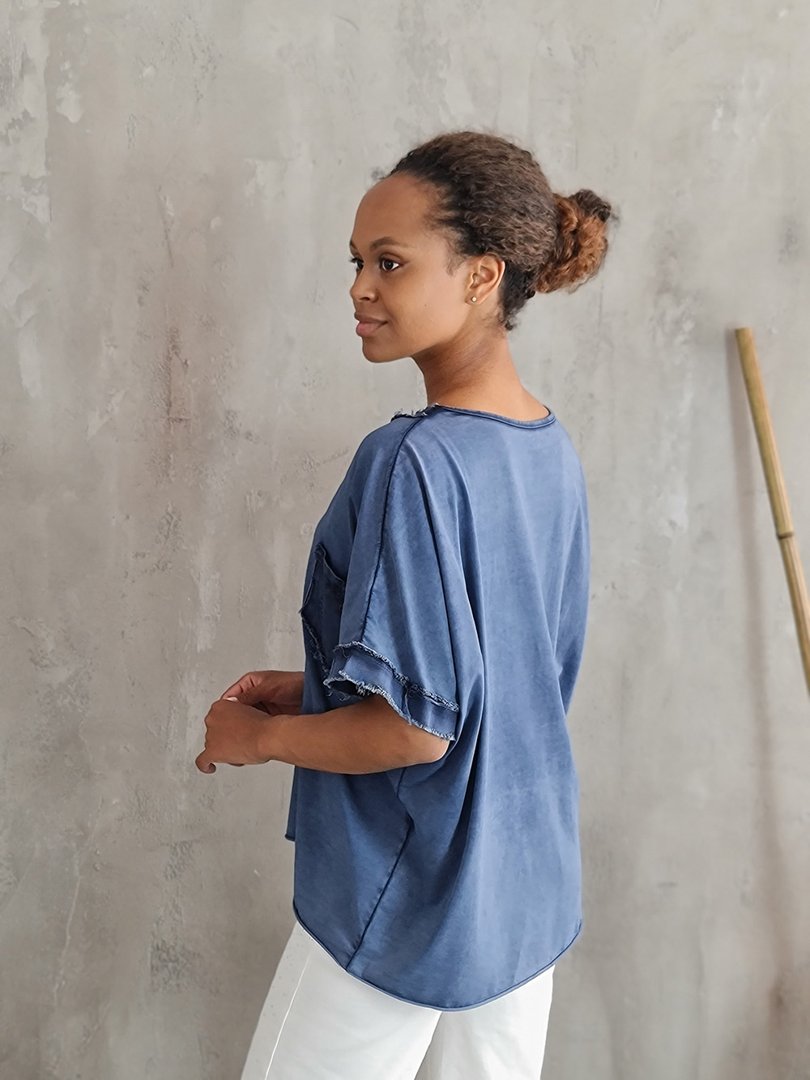 Футболка STAR с кармашком на груди синяя, фотография №2