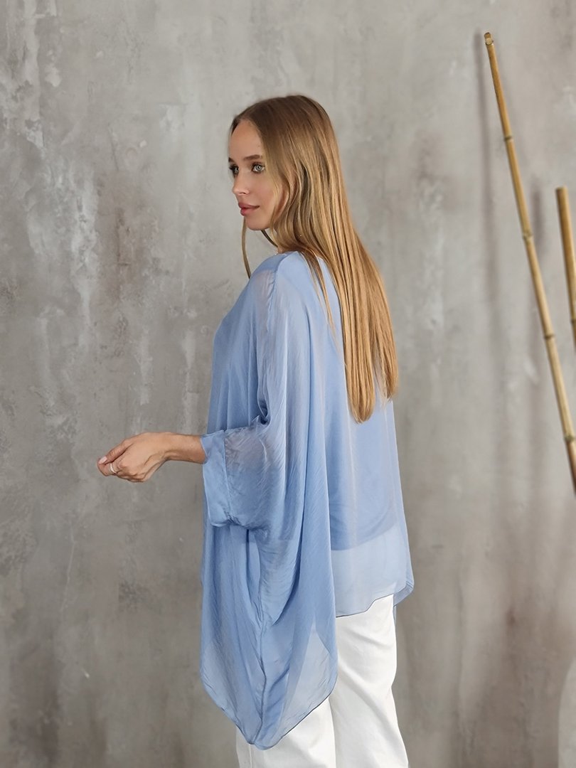 Туника Silk New свободная короткая голубая, фотография №2