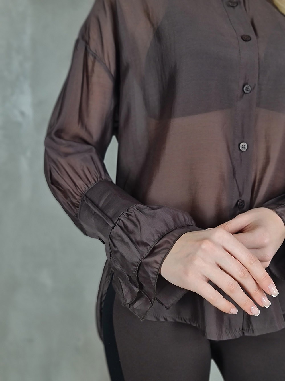 Блузка MIHO'S с манжетами шоколад, фотография №4