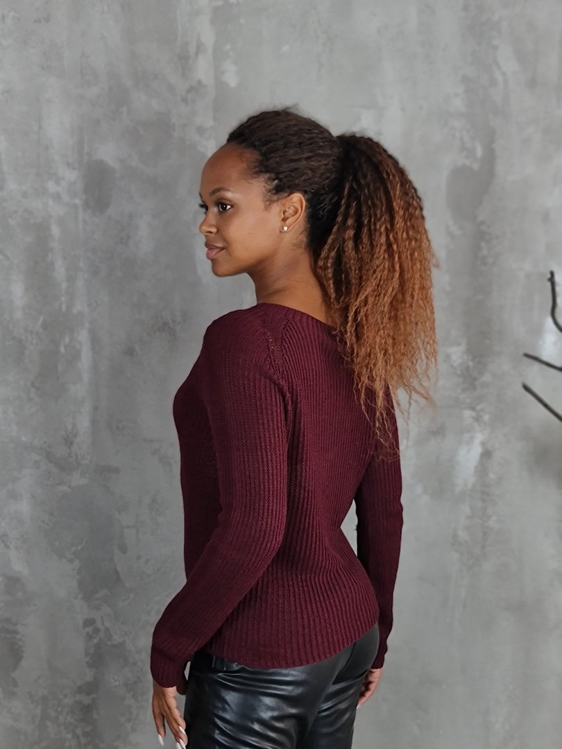 Джемпер Kontatto вязаный хлопковая пряжа бордо, фотография №2