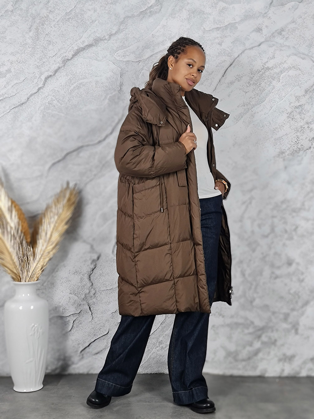 Пуховик Please длинный шоколад, фотография №1