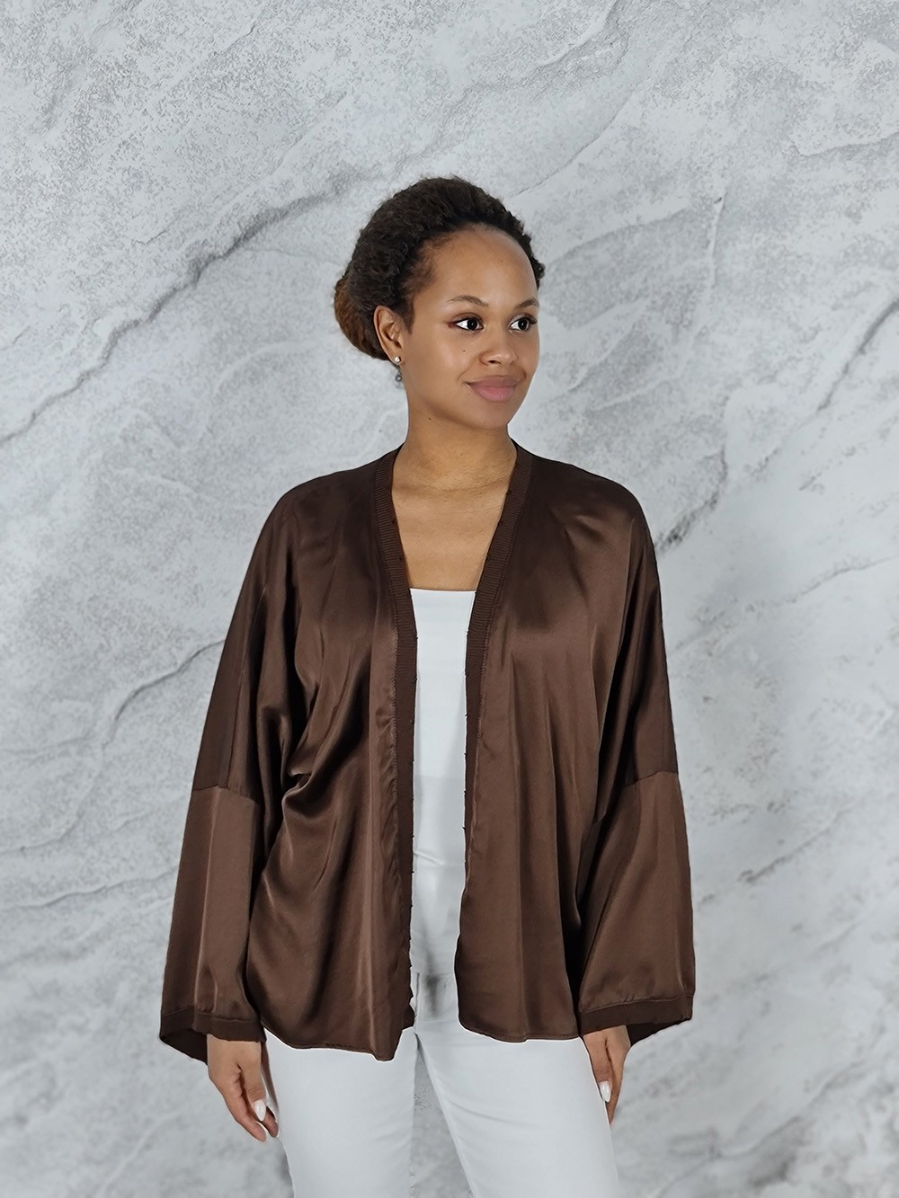 Кардиган Atelier Emi шелковистая вискоза шоколадный, фотография №1