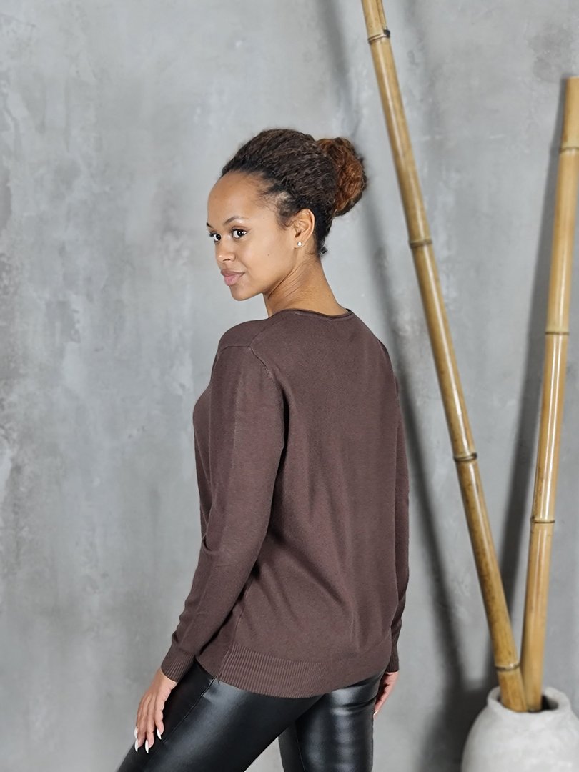 Джемпер Melany с V-образным вырезом шоколадный, фотография №2