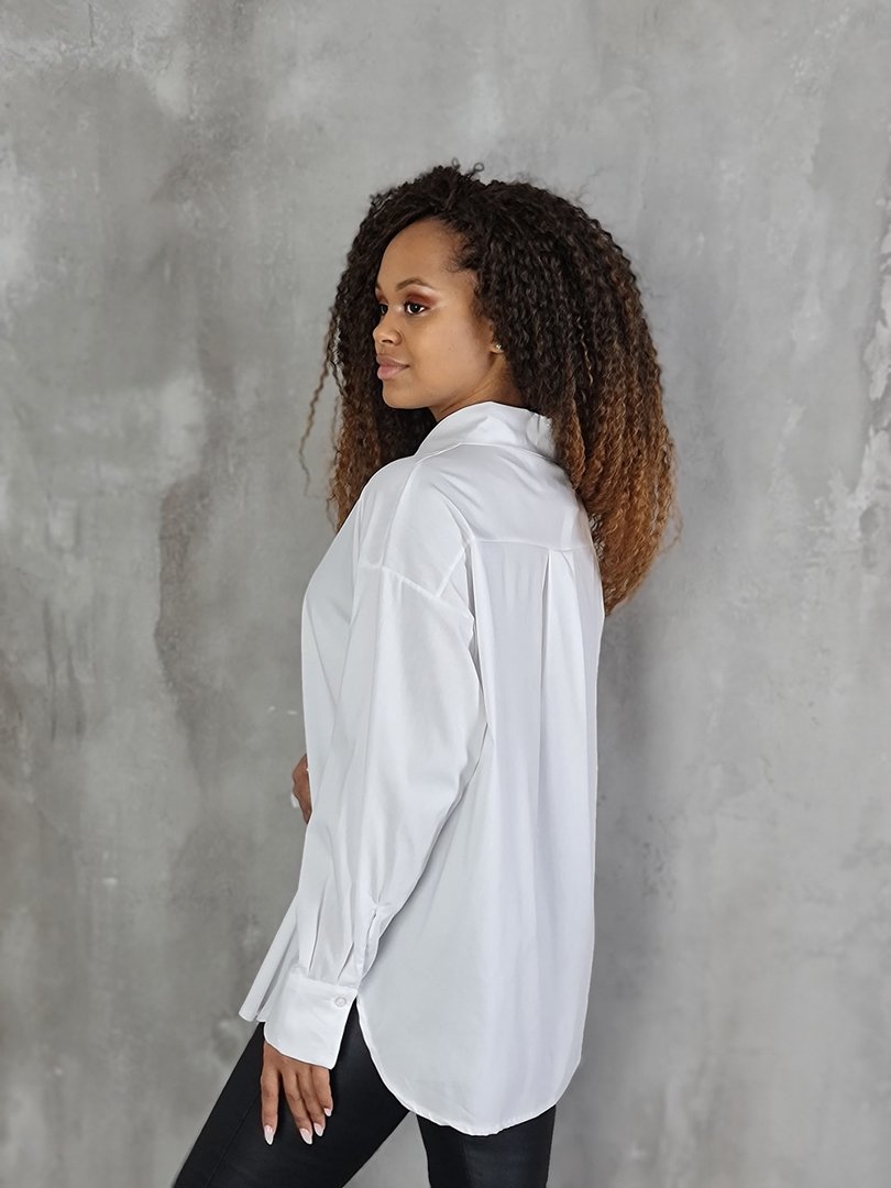 Рубашка MIHO'S с розой с правой стороны белая, фотография №3