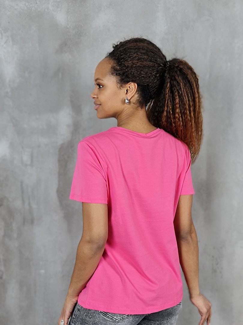 Футболка Monte Cervino с большой бабочкой из страз розовая, фотография №3