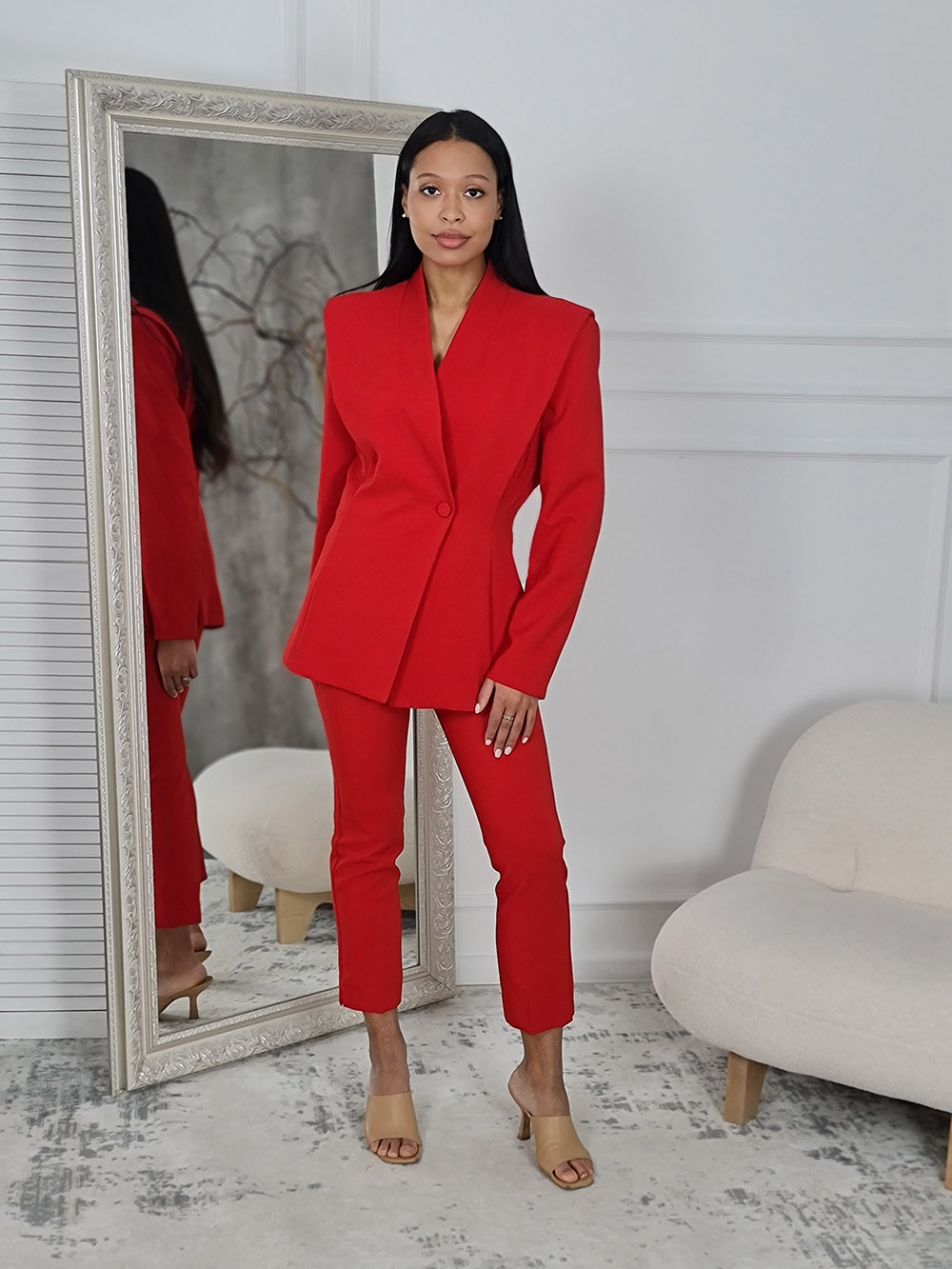 Пиджак Imperial приталенный на одной пуговице красный , фотография №2