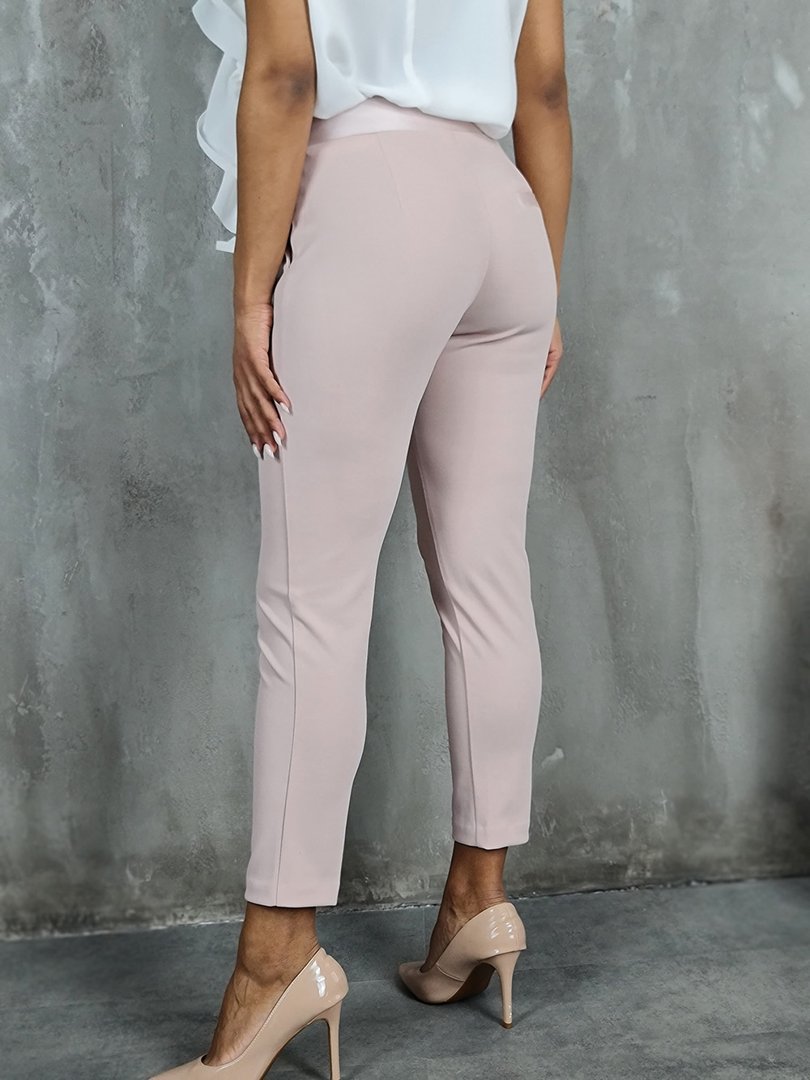 Брюки Imperial с атласным поясом на пуговице пудра , фотография №3