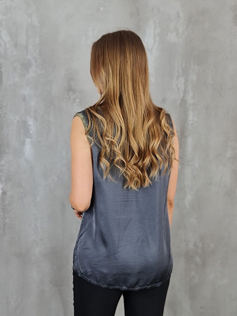 Топ My Little Italy с золотыми швами темно-серый, фотография №2