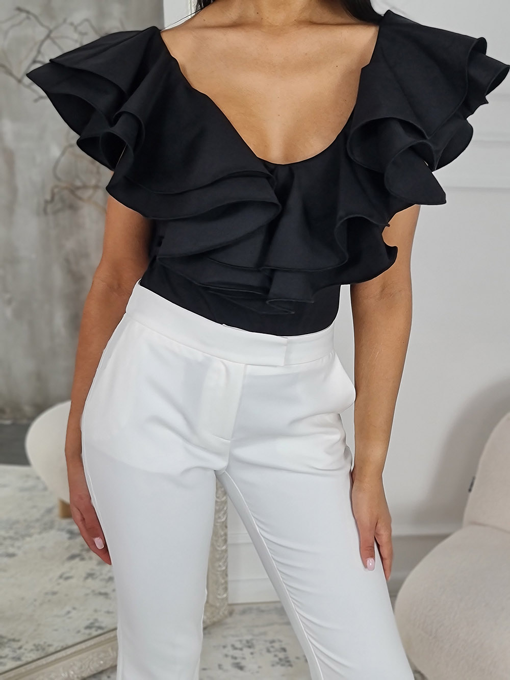 Боди Imperial с жабо черное , фотография №3