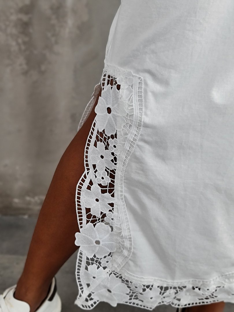 Юбка Lara на завязках с кружевными вставками по бокам белая, фотография №6