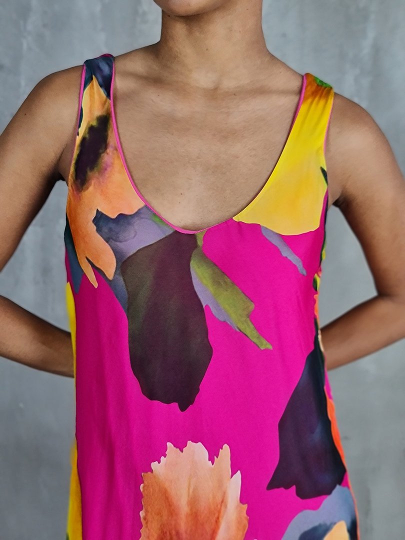 Платье Silk New с цветочным принтом фуксия, фотография №3