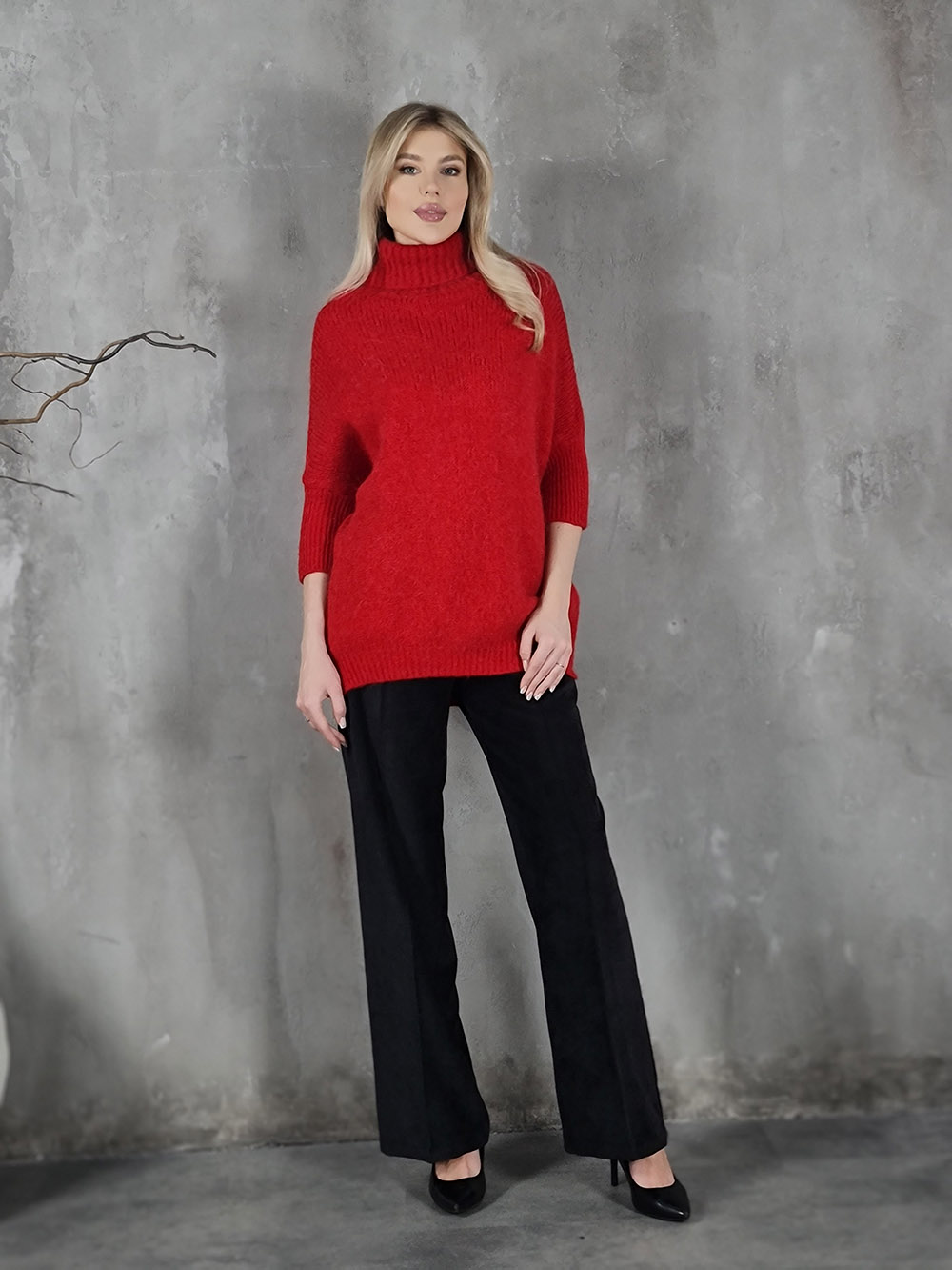 Туника Imperial шерстяная с воротником красная, фотография №2