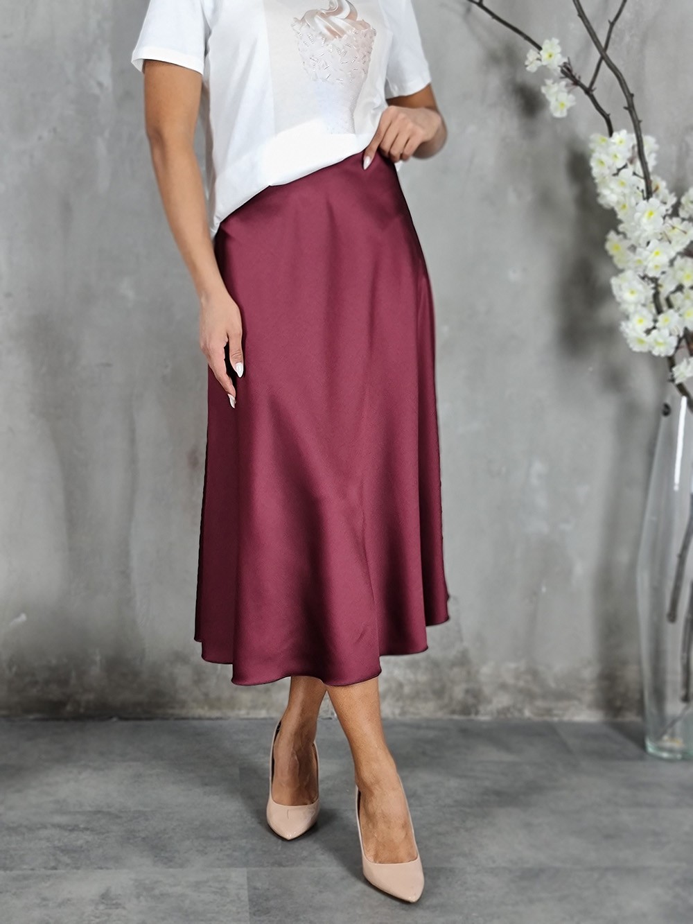 Юбка MIHO'S шелковистая бордо, фотография №1