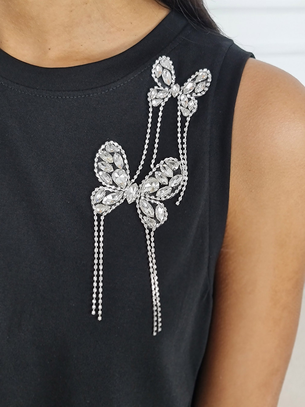 Топ Mitica&co с бабочками из страз черный, фотография №2