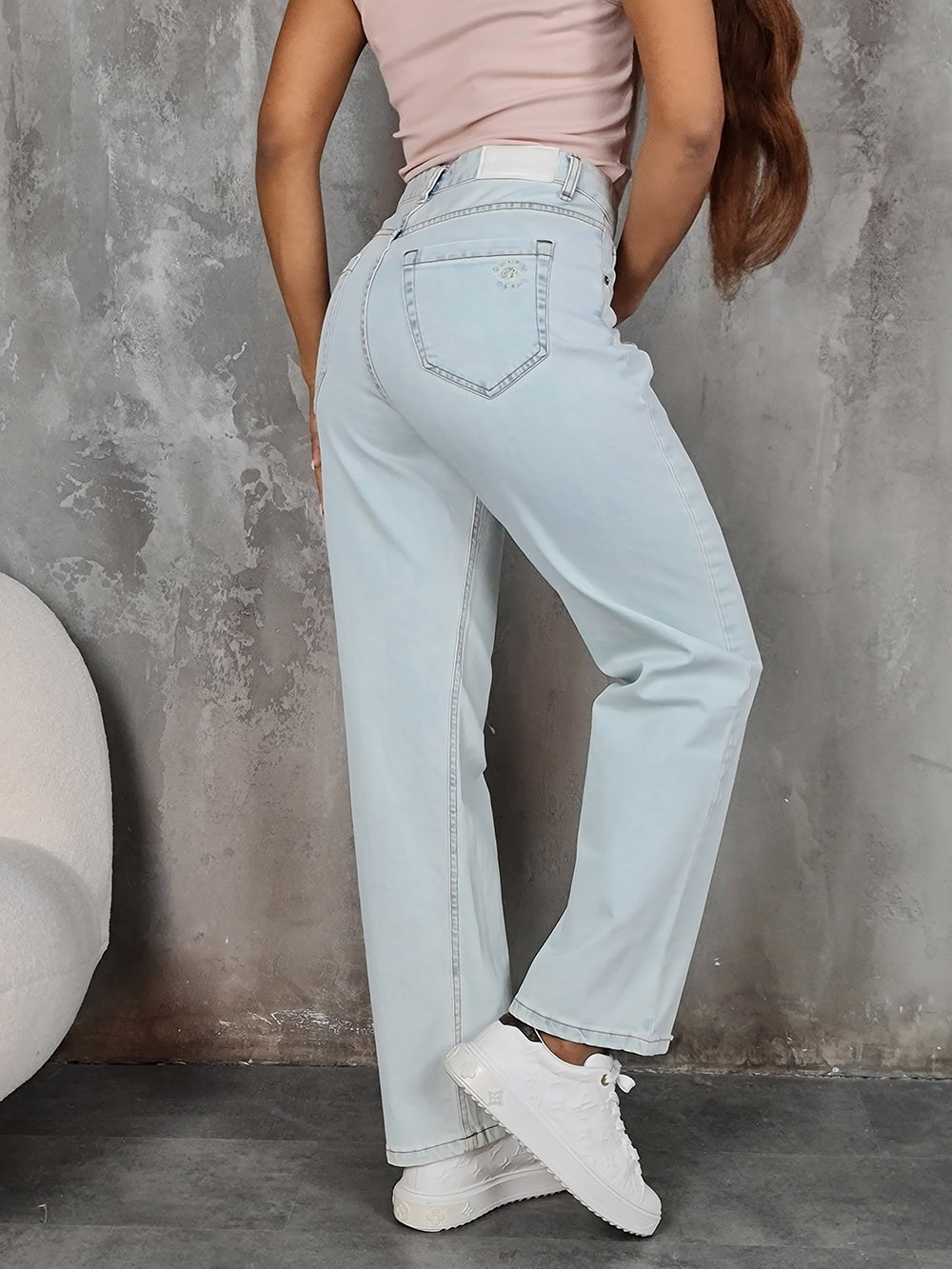 Джинсы Barbara Alvisi с принтом вишенки голубые, фотография №3