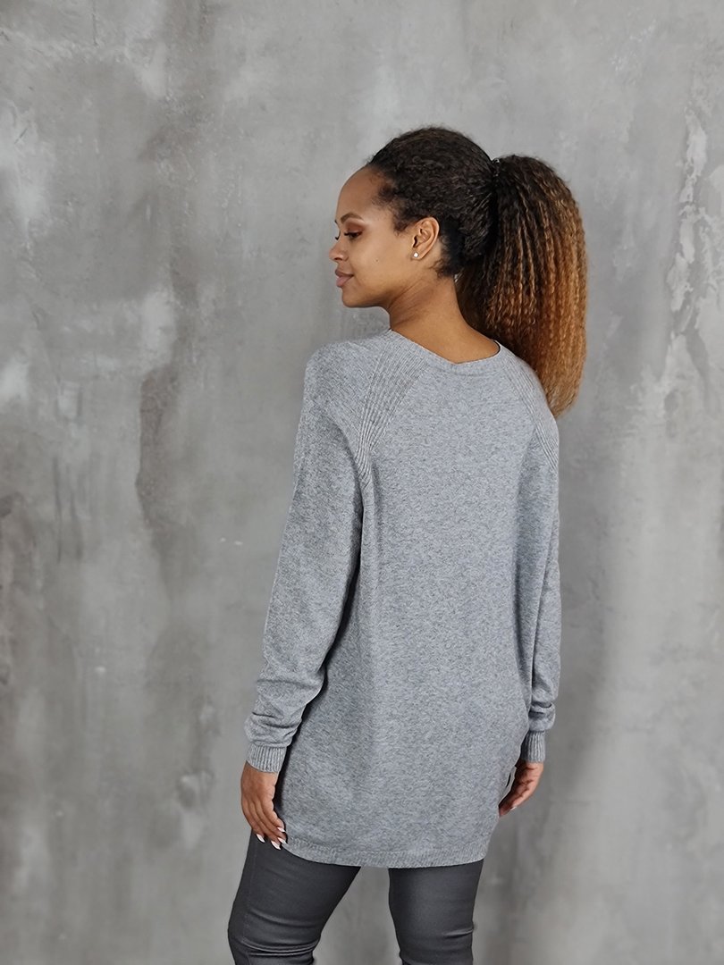 Джемпер J&J Couture укороченный спереди серый, фотография №3