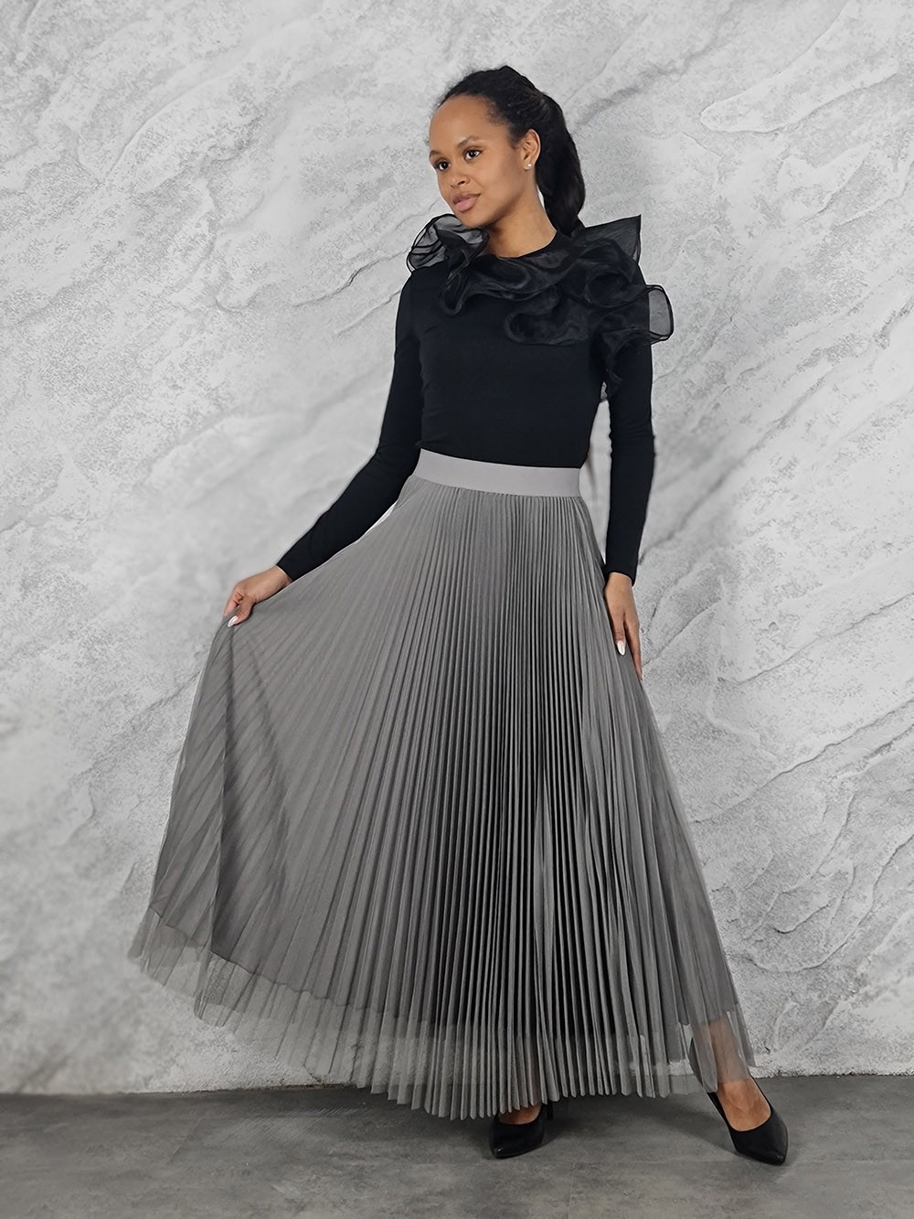 Юбка Imperial плиссе на резинке фатин серая, фотография №2