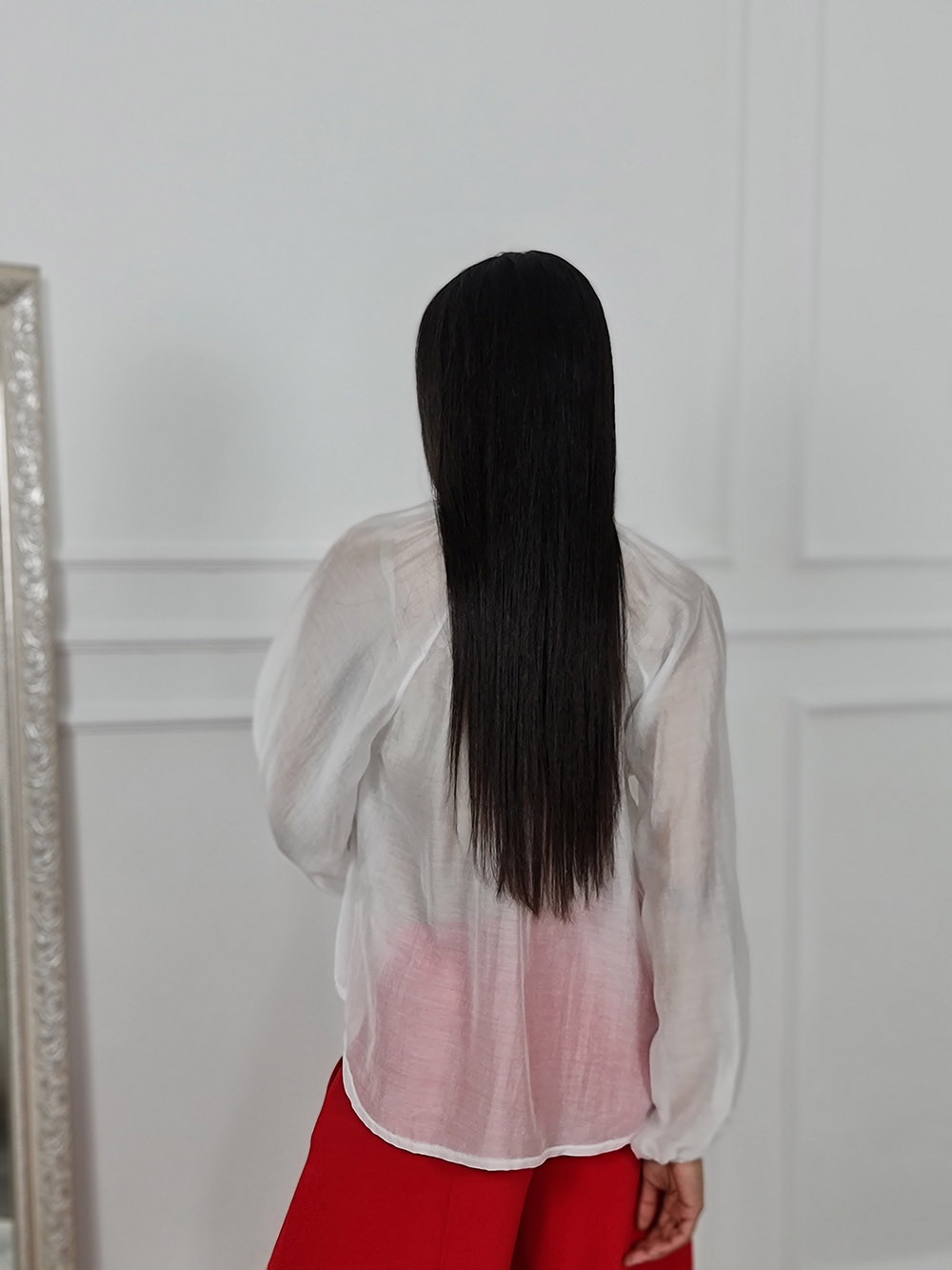 Рубашка MIHO'S с вертикальной вышивкой спереди белая, фотография №3