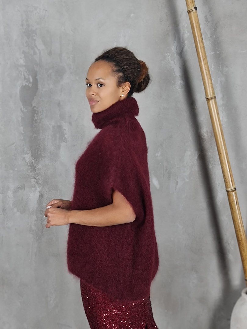 Жилет Adele & Beautty tricot бэби мохер винный, фотография №2