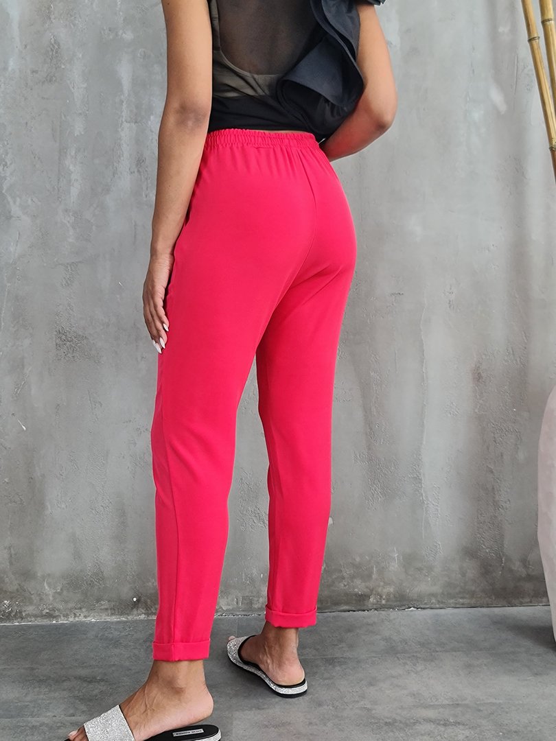 Брюки Imperial с завязочками из тонкой ткани коралловые, фотография №2