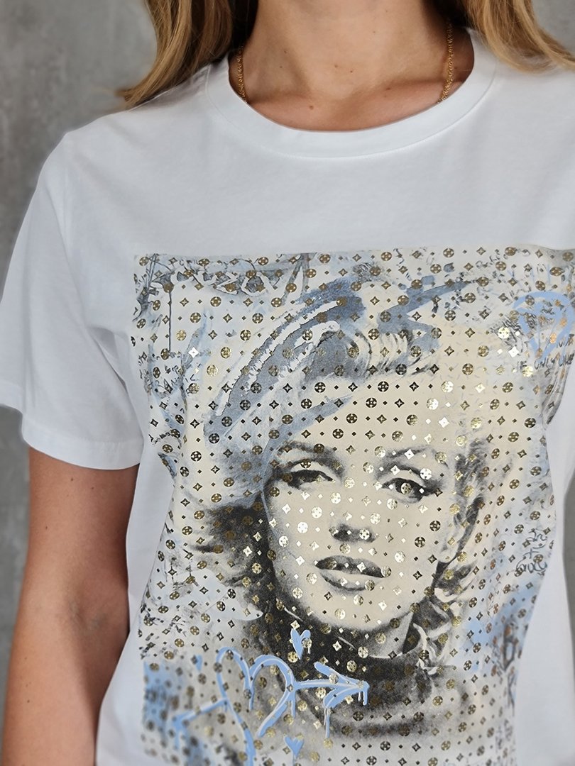 Футболка Y.Two с голубой монро белая, фотография №2